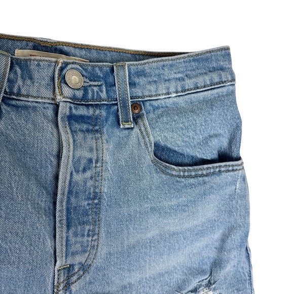 Levis 501 Ribcage Denim Shorts Women's Size 27 Light Wash Distressed Frayed - Picture 6 of 9